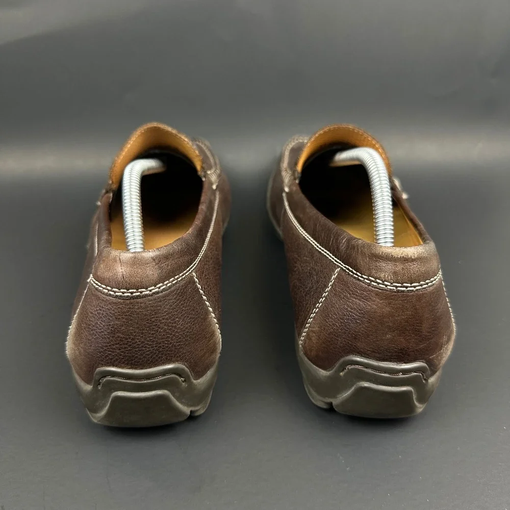 ECCO Mens Brown Leather Penny Loafers Handsewn Driving Shoes Moc 45 US 11-11.5